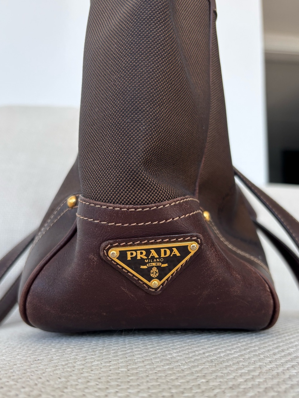 Prada Dark Brown Canvas Jacquard Tote Bag - Picture 11 of 14